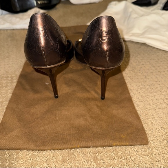 Gucci horsebit pumps. Gorgeous bronze with guccisima imprint - Picture 4 of 7